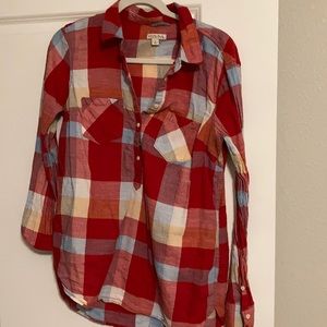 Cute button down plaid long sleeve